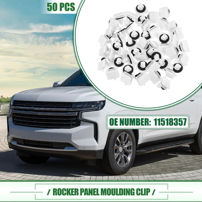 50 Pcs Rocker Panel Clips for Chevrolet Avalanche White (2007 - 2013)