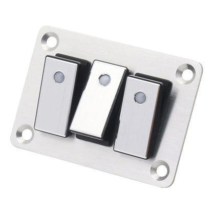 Brushed Aluminum Boatshaped Multiroad Switch Panel with Blue Light for Ships