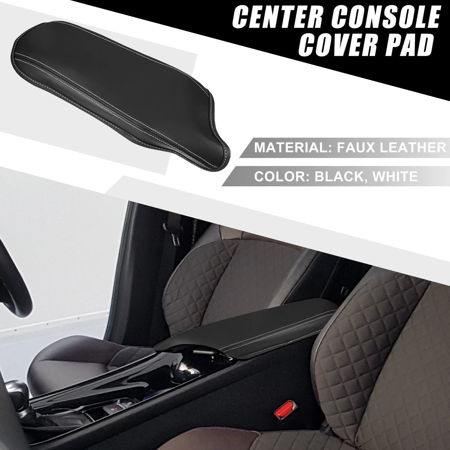 Center Console Armrest Cover for Toyota C-HR Black White (2016–2022)