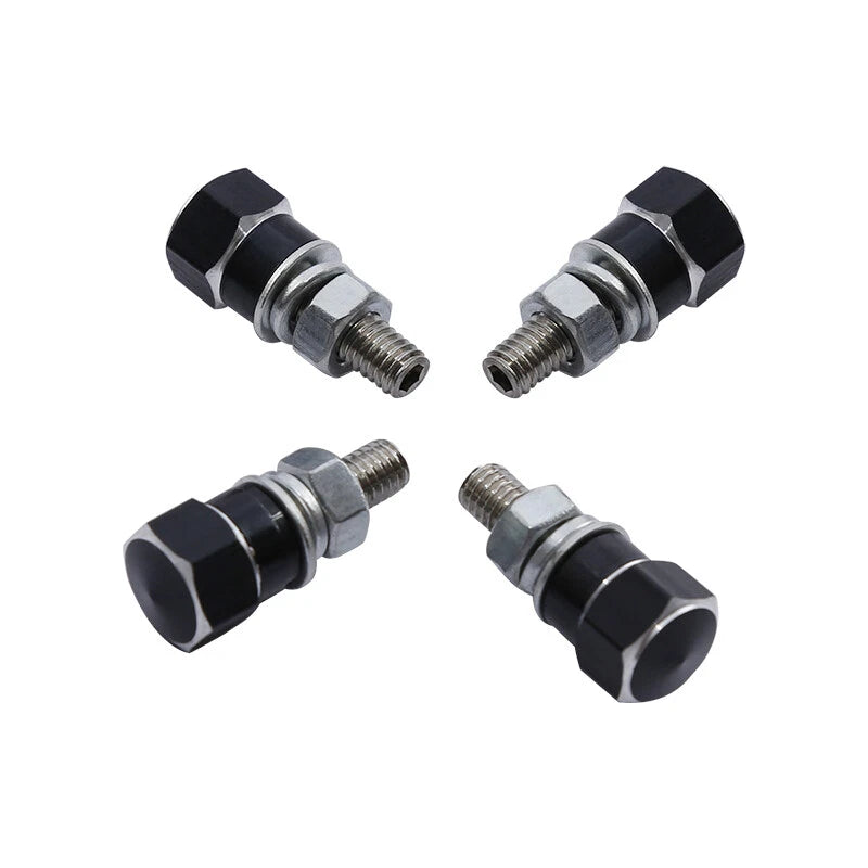 4 x Aluminum Black & Silver Hex License Plate Frame Bolts for Harley Yamaha