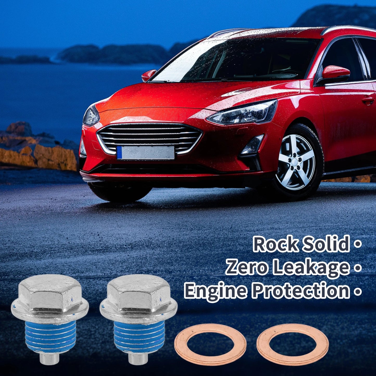 2 x M16x1.5 Copper Oil Drain Plug W/ Gasket for Car/Motorcycle Silver Tone Blue