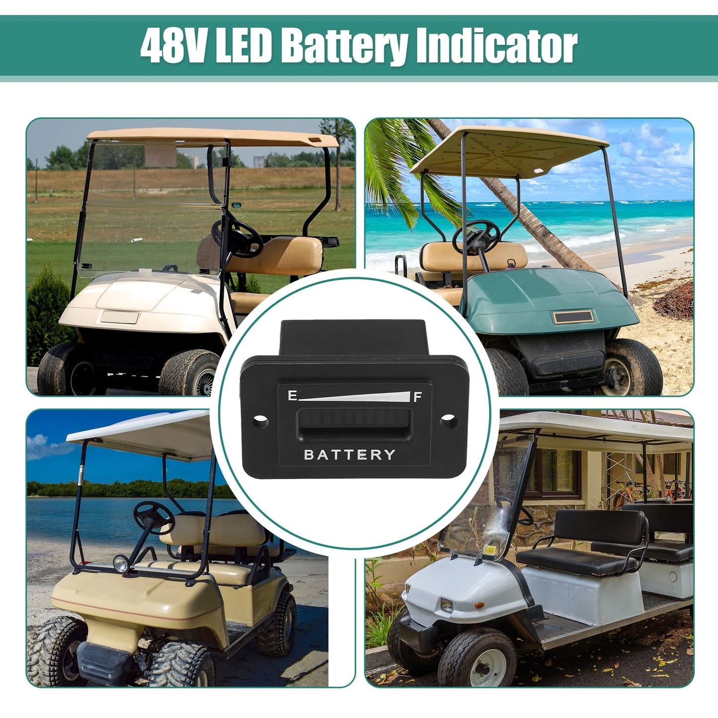 48V LED Battery Gauge Meter Fuel Meter for EZGO / Yamaha / Club Car