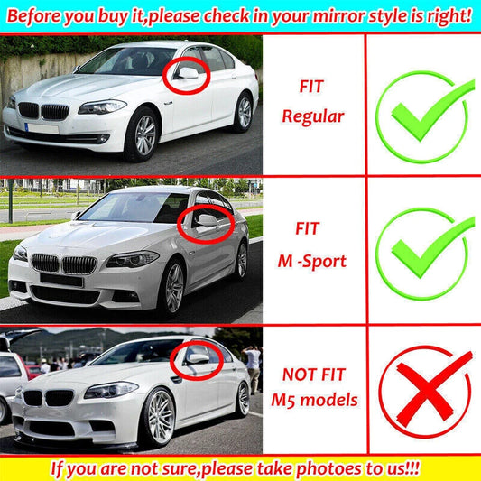 2 x Gloss Black Side Mirror Cover Caps for BMW 5-Series F10 F11 (2010-2013)