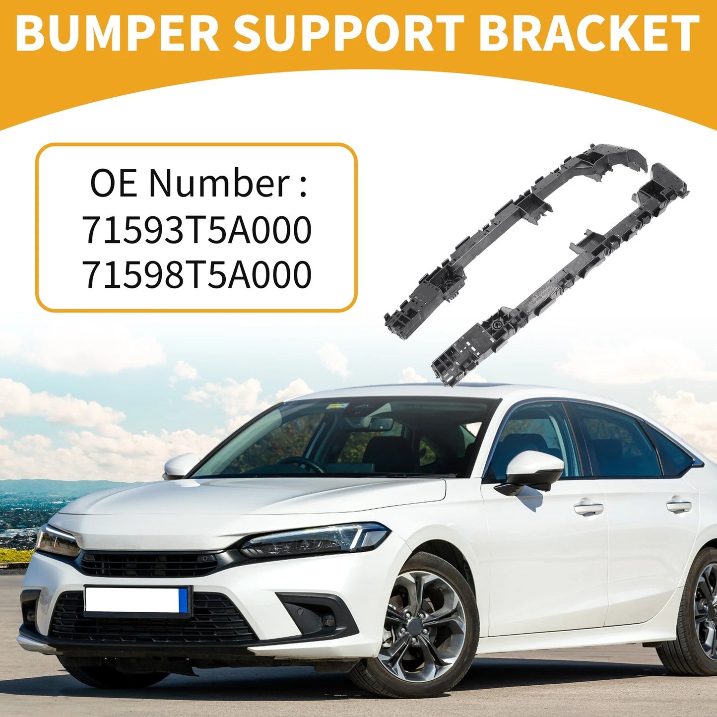 Rear Bumper Support Bracket 1 Pair for Honda Fit (2015-2017) Black ABS