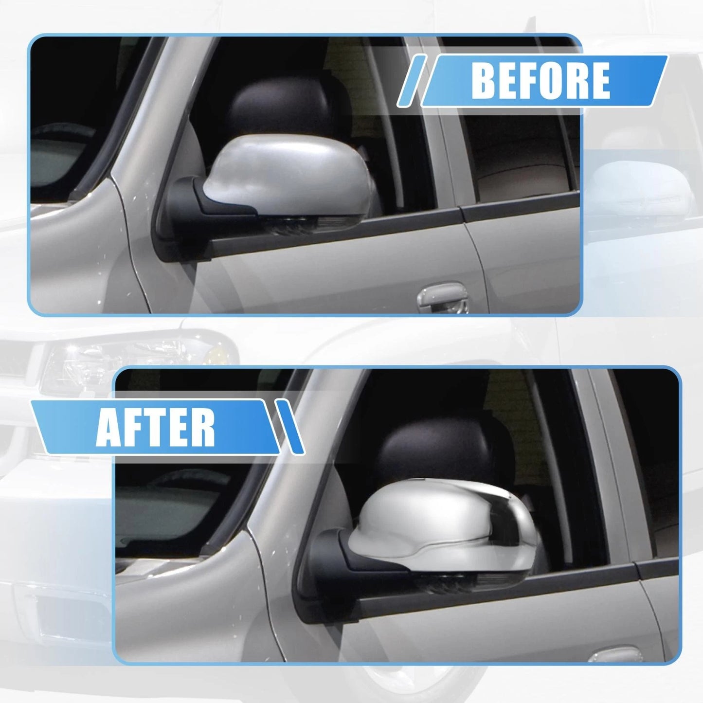 Chrome Plated Power Full Mirror Covers for Chevrolet Trailblazer (2002-2009)