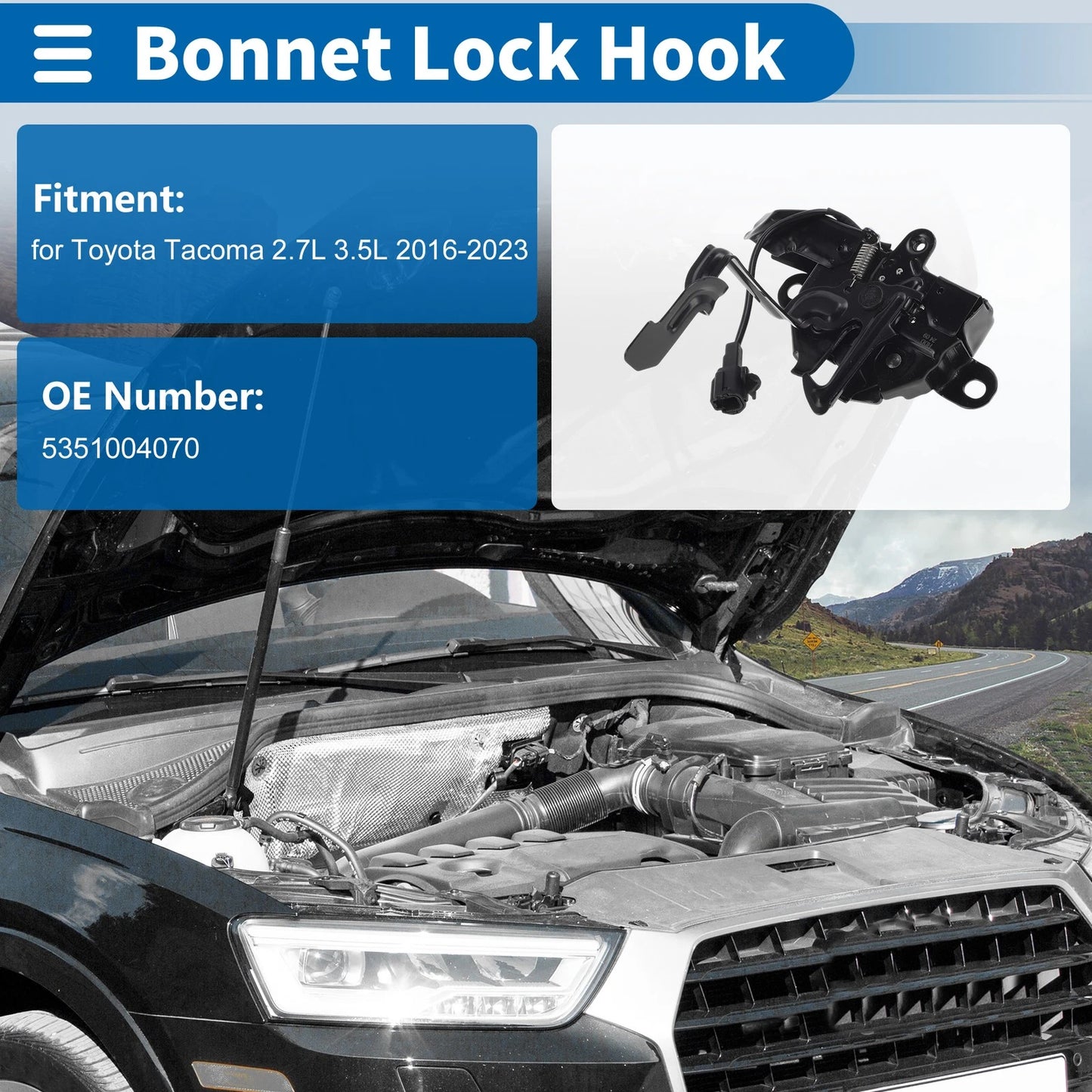 Hood Latch Assembly for Toyota Tacoma 2.7L 3.5L (2016-2023)