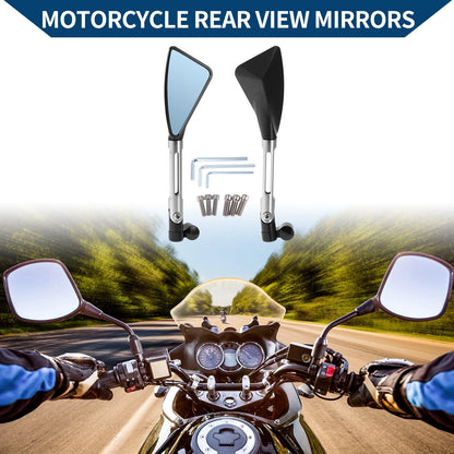 M8/M10 Rear View Mirrors Triangle Shape Black Silver Tone for Motorcycle