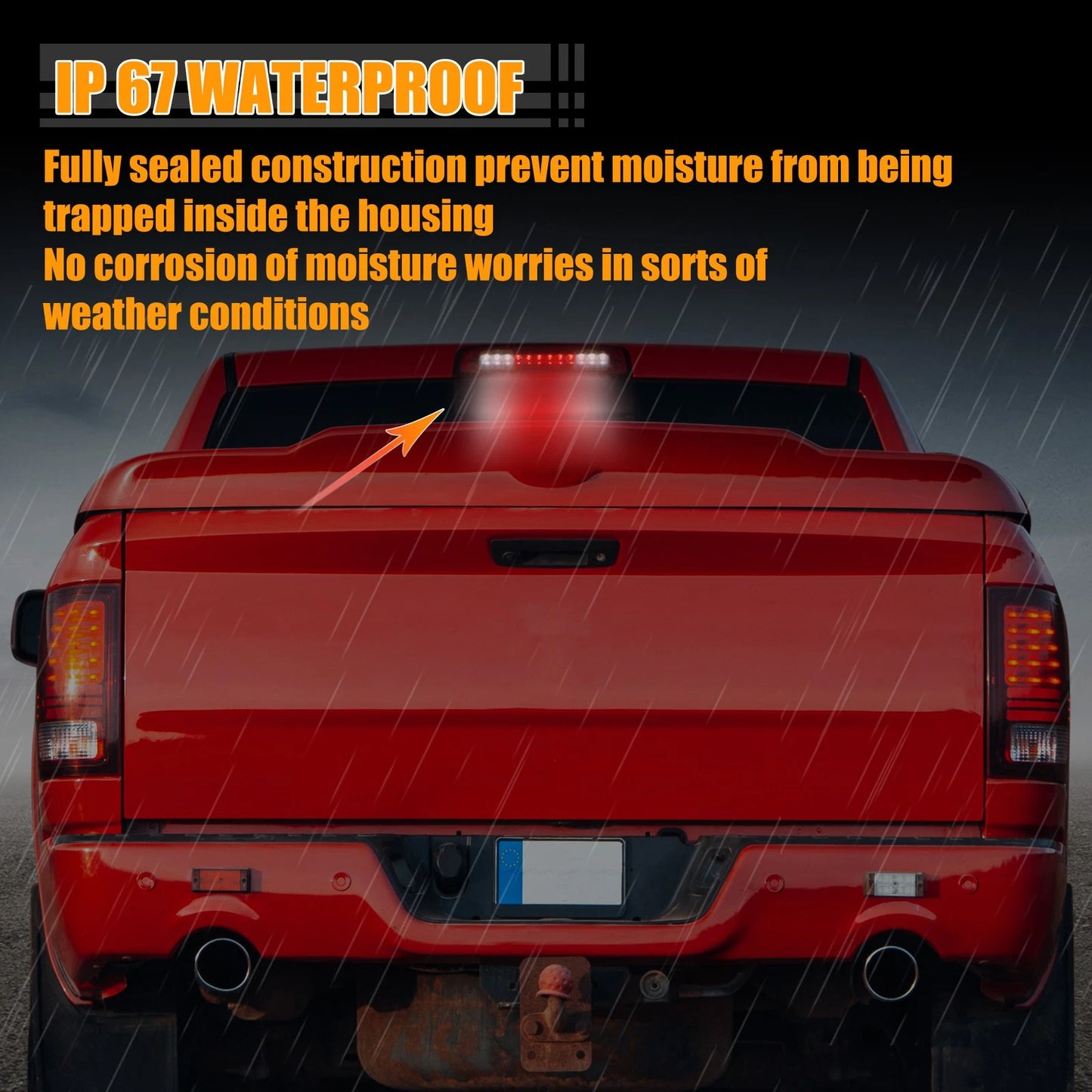 LED Third High Mount Brake Light for Dodge Ram 1500 ABS Black