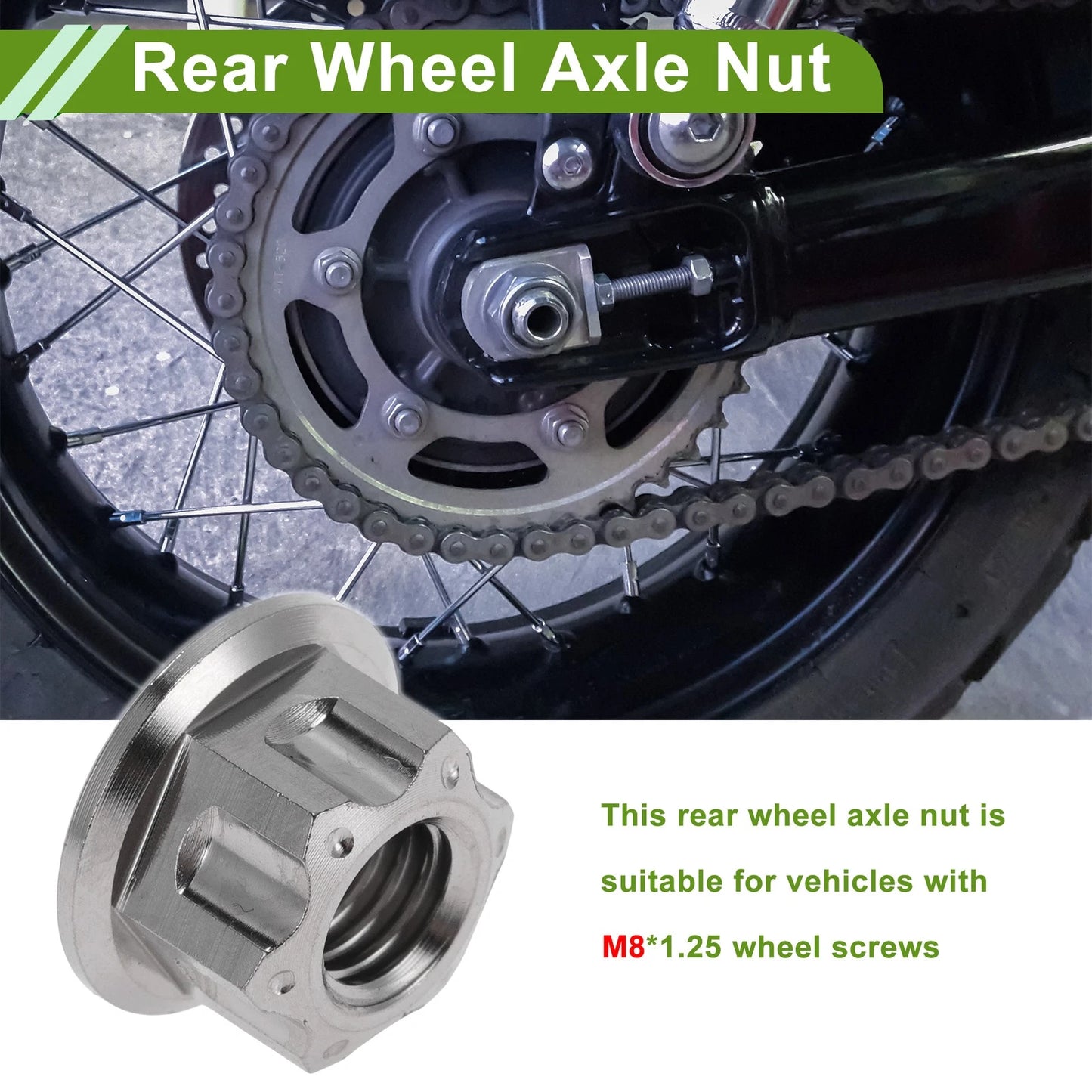 Wheel Axle Nut M8x1.25 for Cars/Motorcycles/Bicycles 4 x Pcs