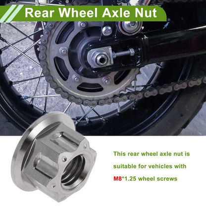 Wheel Axle Nut M8x1.25 for Cars/Motorcycles/Bicycles 4 x Pcs