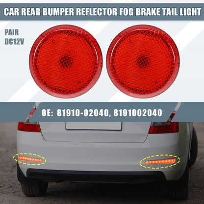 2 x Rear Bumper Reflector LED Brake Tail Lights for Toyota Sienna (2011-2020)
