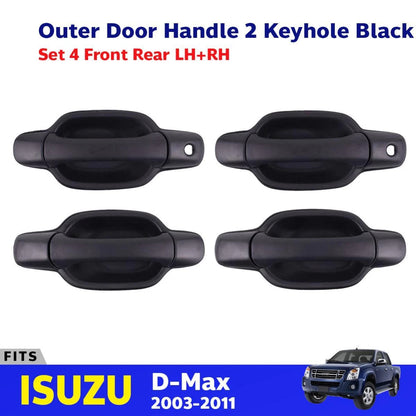 X4 Exterior Door Handle 2 Keyhole Black Fits Isuzu D-Max Holden Rodeo 03-11 D12