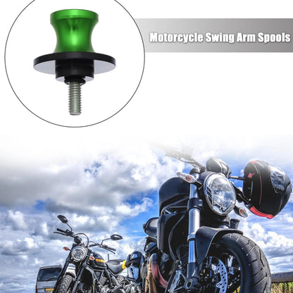 2 x Swing Arm Spool Rear Stand Sliders Green for Motorcycle