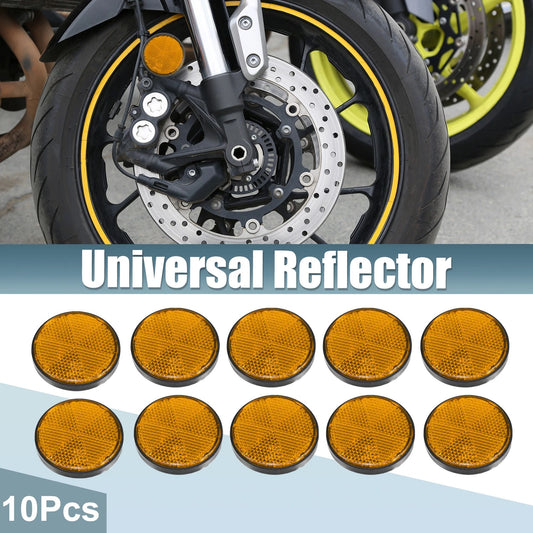 10 x Motorcycle Round Safety Spoke Reflective Self Adhesive Reflector Orange