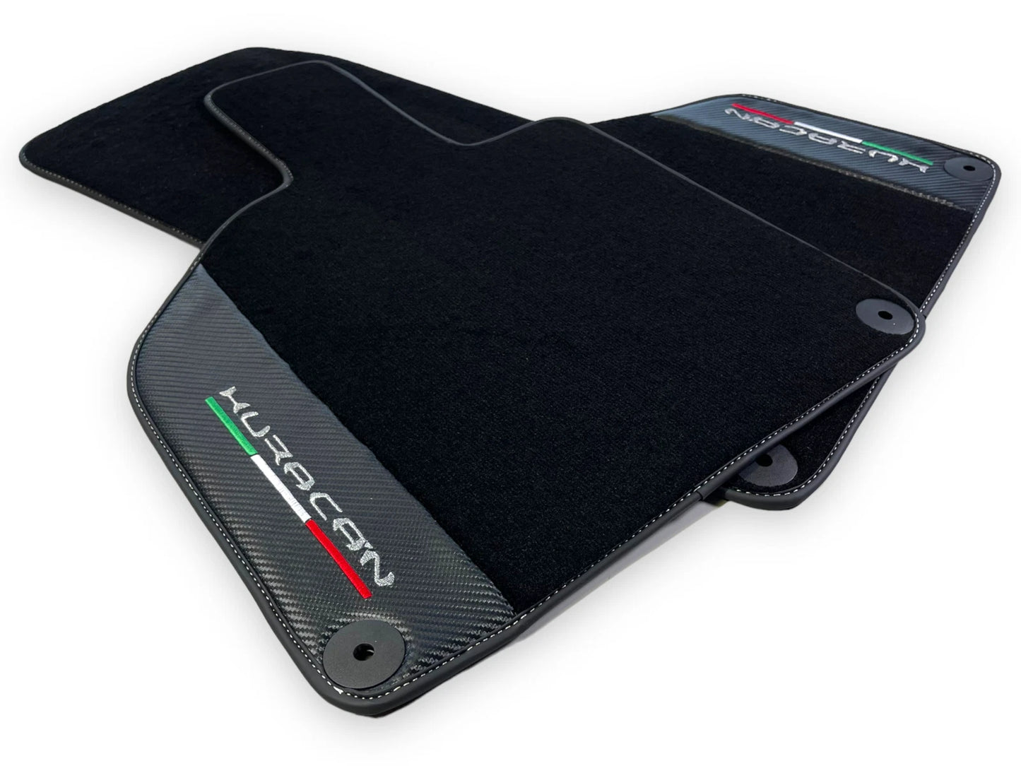 Black Floor Mats for Lamborghini Huracan (2014-2023) - Carbon Fiber Leather