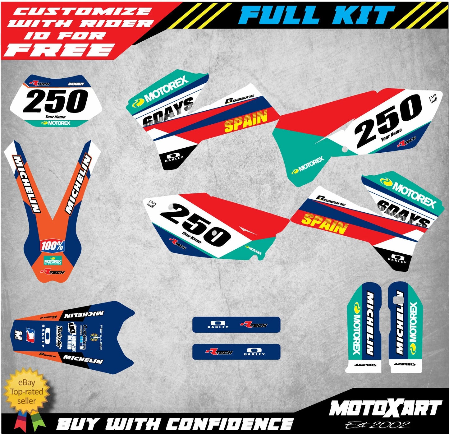 6DS Custom Graphics Kit Stickers for KTM EXC 2005-2006 Models