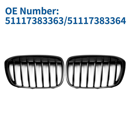Front Upper Bumper Grille Grill for BMW X1 F48 2016-2022 Gloss Black