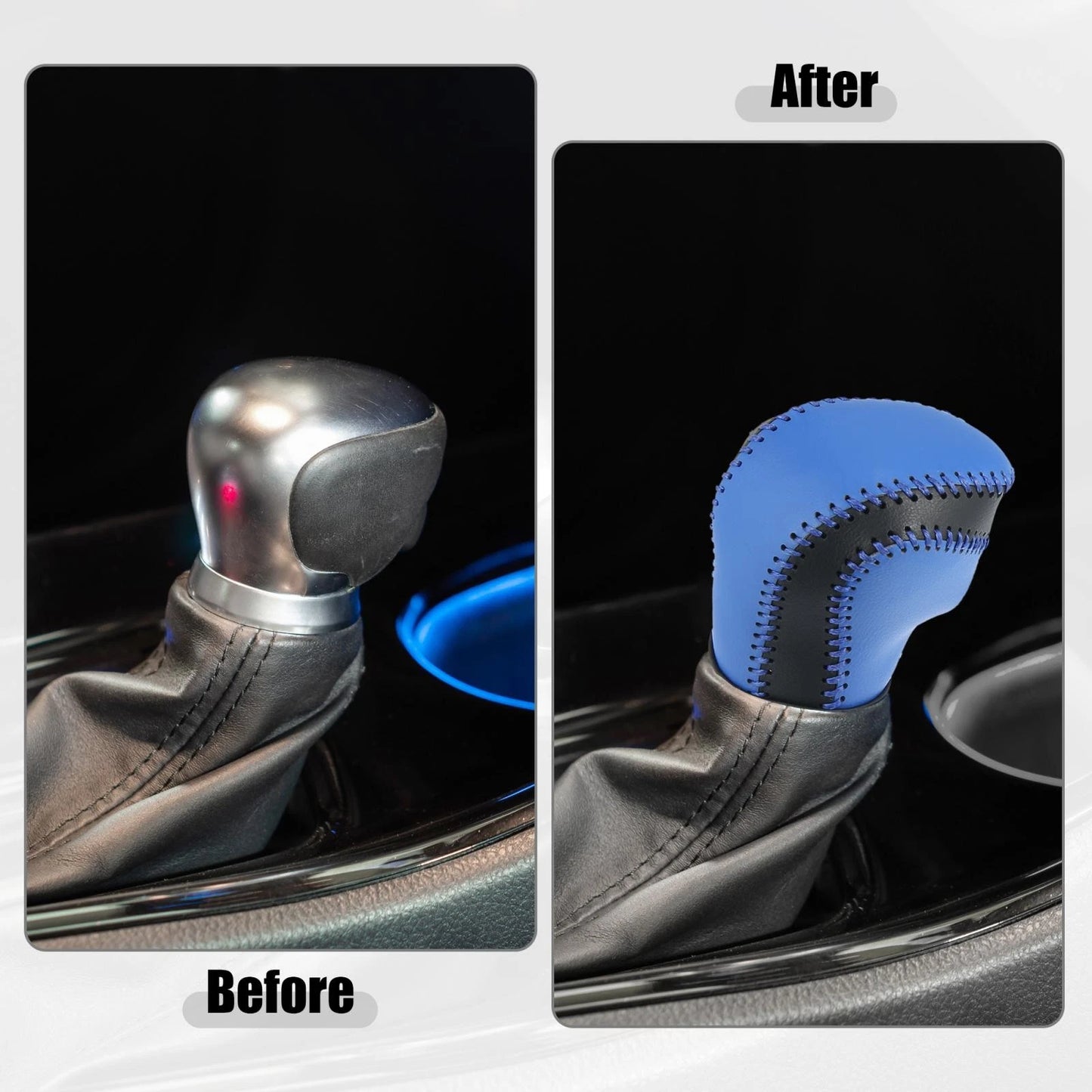 Blue Faux Leather Gear Shift Knob Cover for Toyota C-HR (2018–2019)