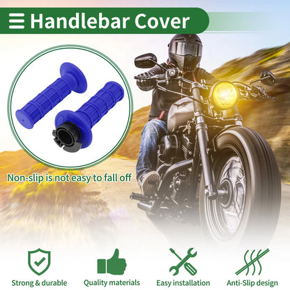 7/8" 22mm Hand Grips Cover Kit TPR Blue for Motorcycles
