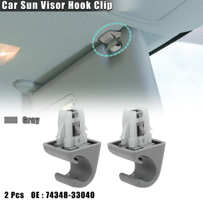 Sun Visor Hook Clip Retainer / 2 x Gray / Toyota Rav4 Corolla