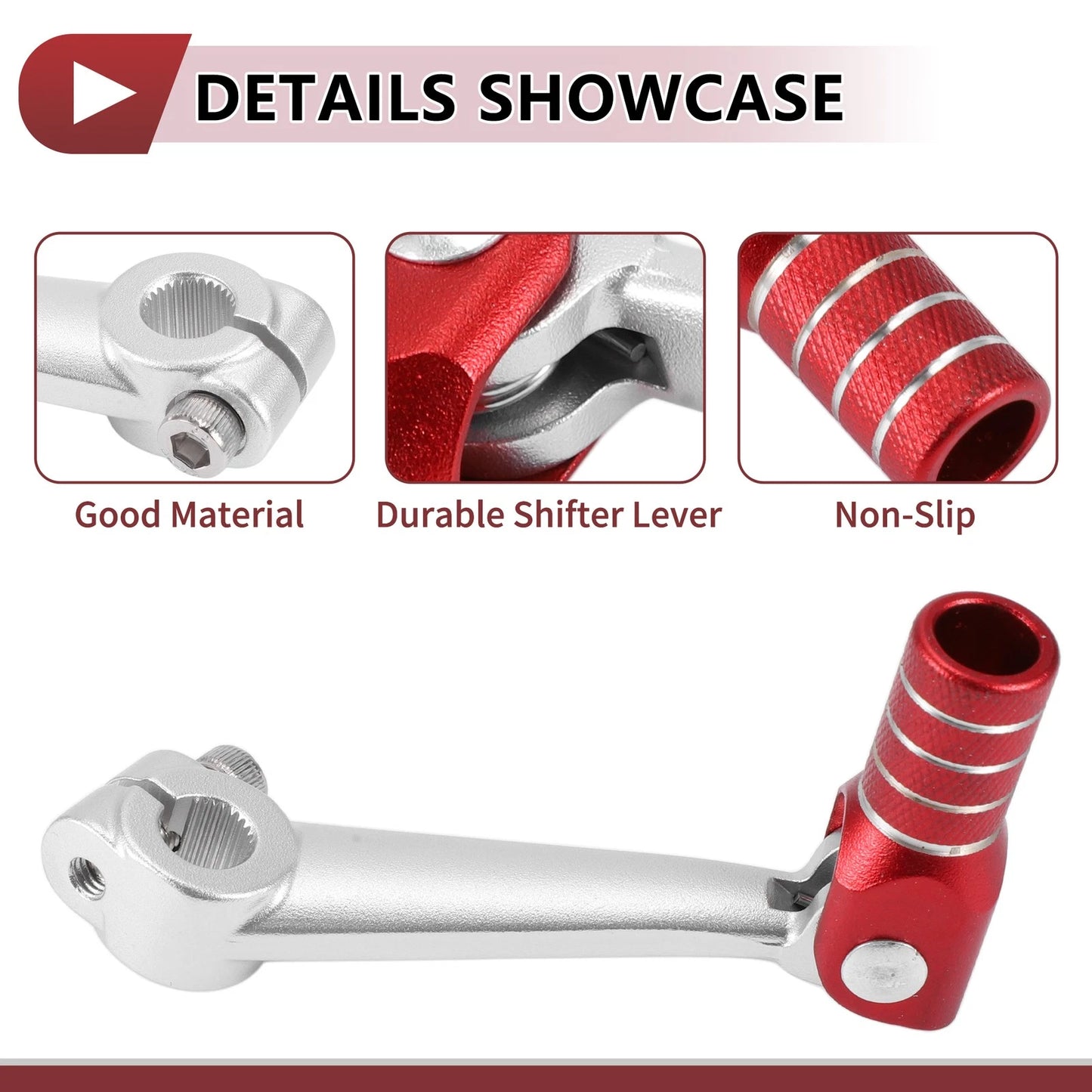 Folding Motorcycle Gear Shifter Lever for Bosuer M5 Silver Tone Red