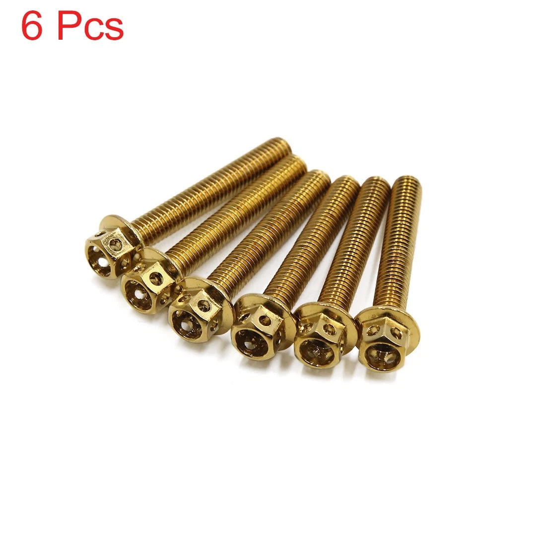 6pcs Gold Tone M6 x 40mm Hexagon Bolts for Motorcycle Scooter