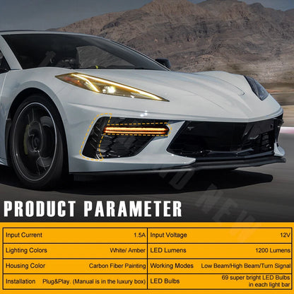 Carbon Flash LED Fog Light Bars for Corvette C8 Stingray (2020-2023)