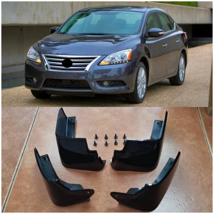 Glossy Black Fender Mud Flaps Splash Guards for Nissan Sentra/Sylphy (2013-2018)
