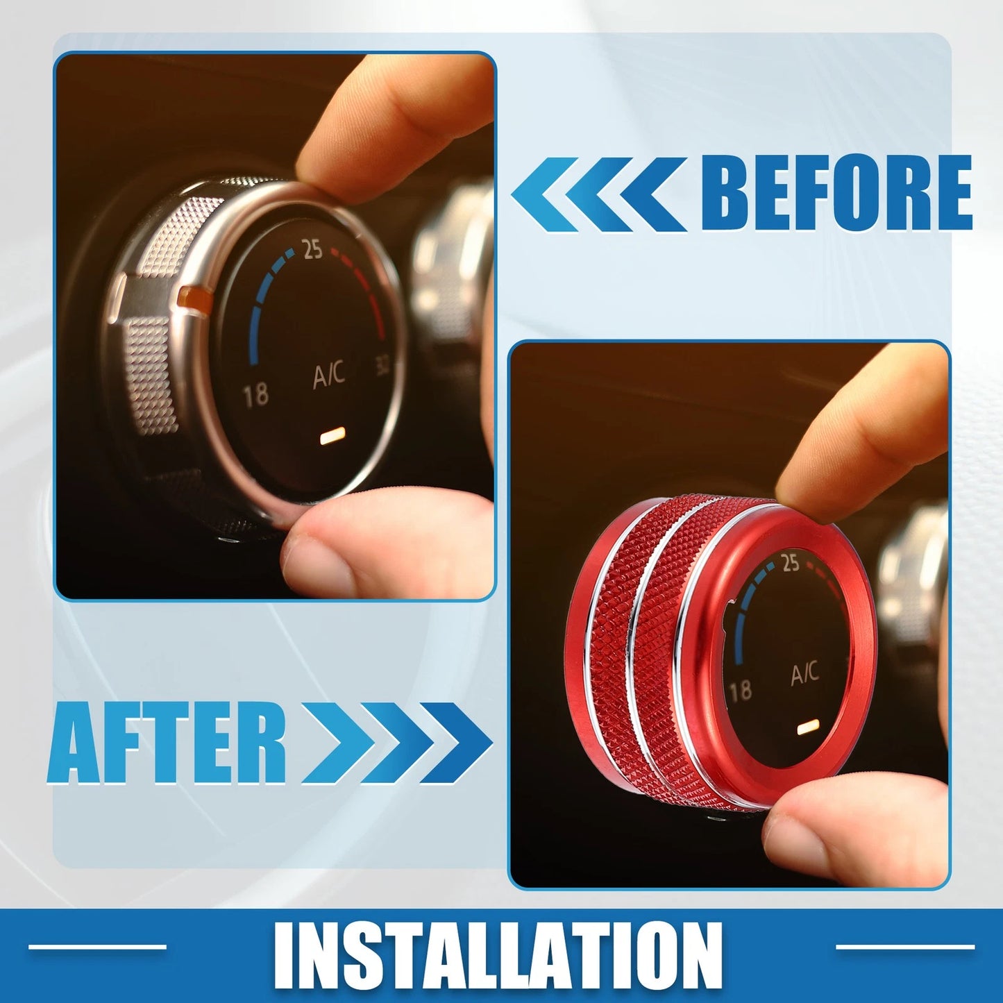 2 x AC Radio Switch Knob Cover Trim for Subaru BRZ / Toyota 86 Red