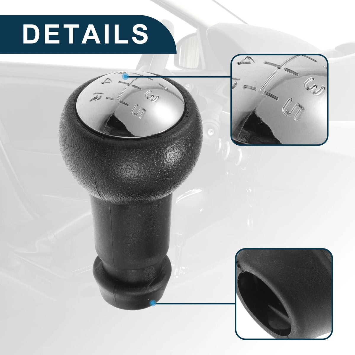 5 Speed Manual Gear Shifter Knob for Citroen C3 (2003-2022) Black Chrome