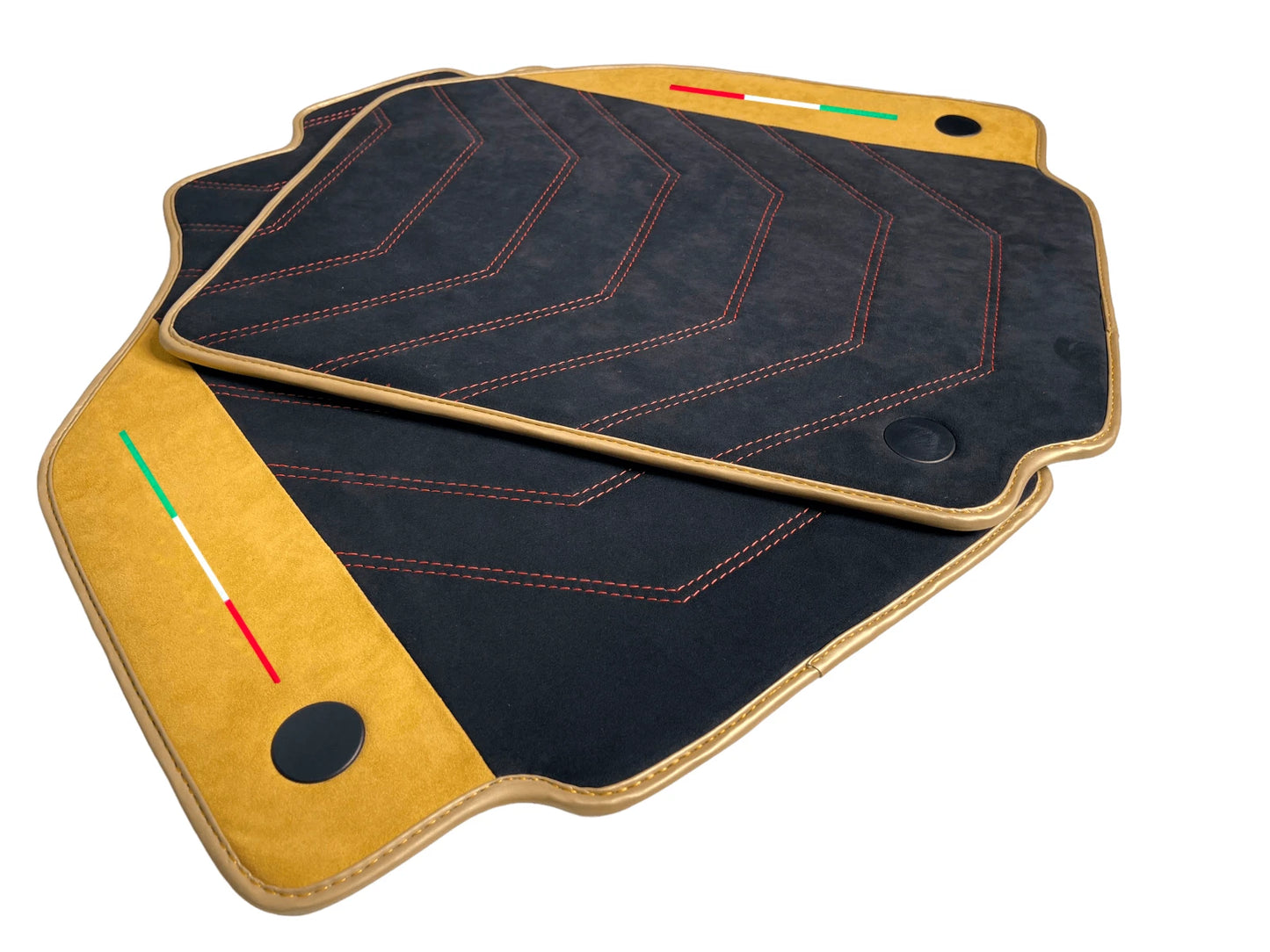 Floor Mats for Ferrari F8 Spider Black with Tan Alcantara Leather (2019-2023)