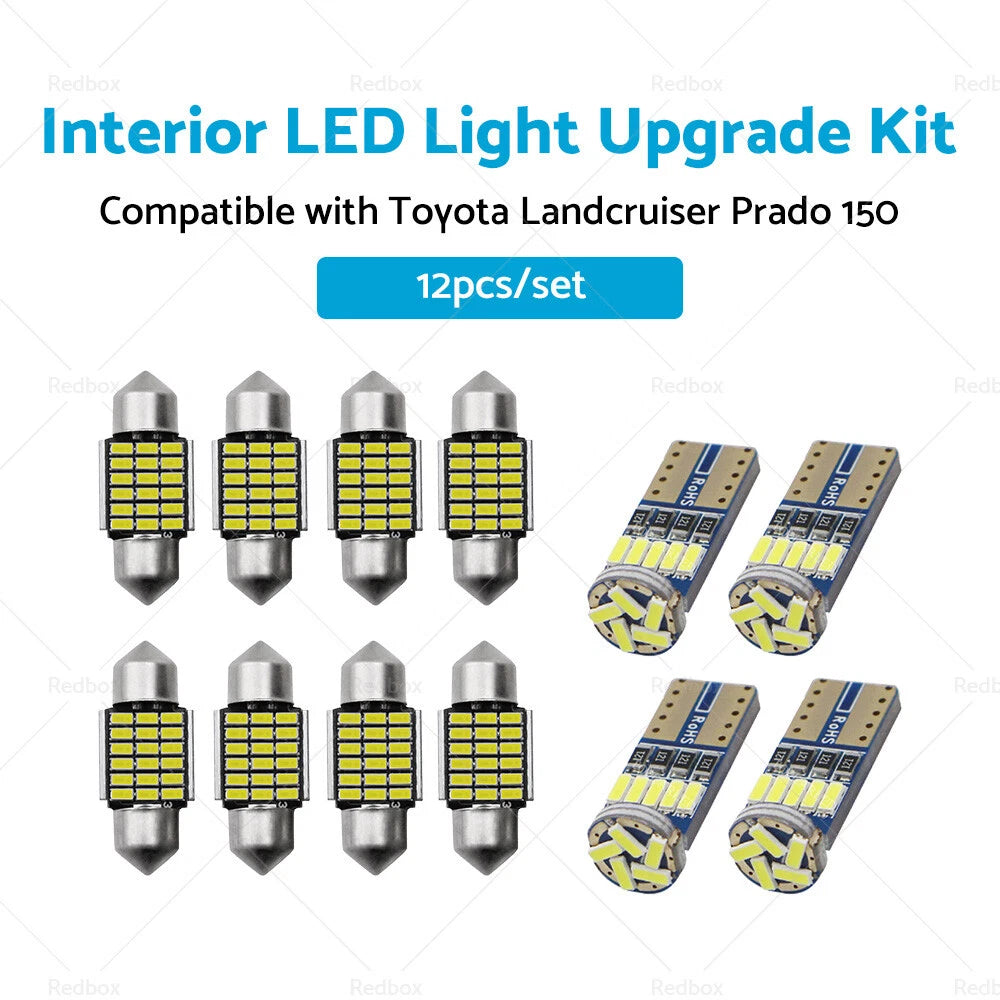 12Pcs LED Interior Light Upgrade for Toyota Landcruiser Prado (2009-2023)