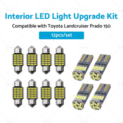 12Pcs LED Interior Light Upgrade for Toyota Landcruiser Prado (2009-2023)