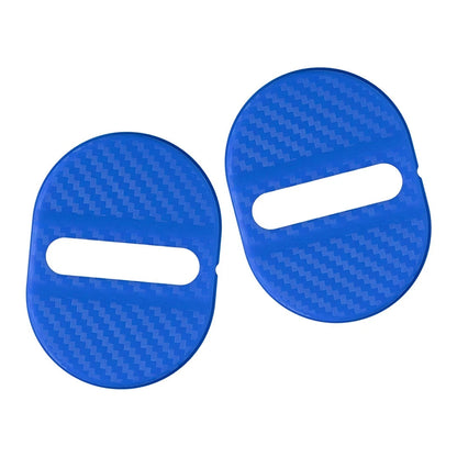 4 x Universal Blue Carbon Fiber Door Lock Striker Cover Trims