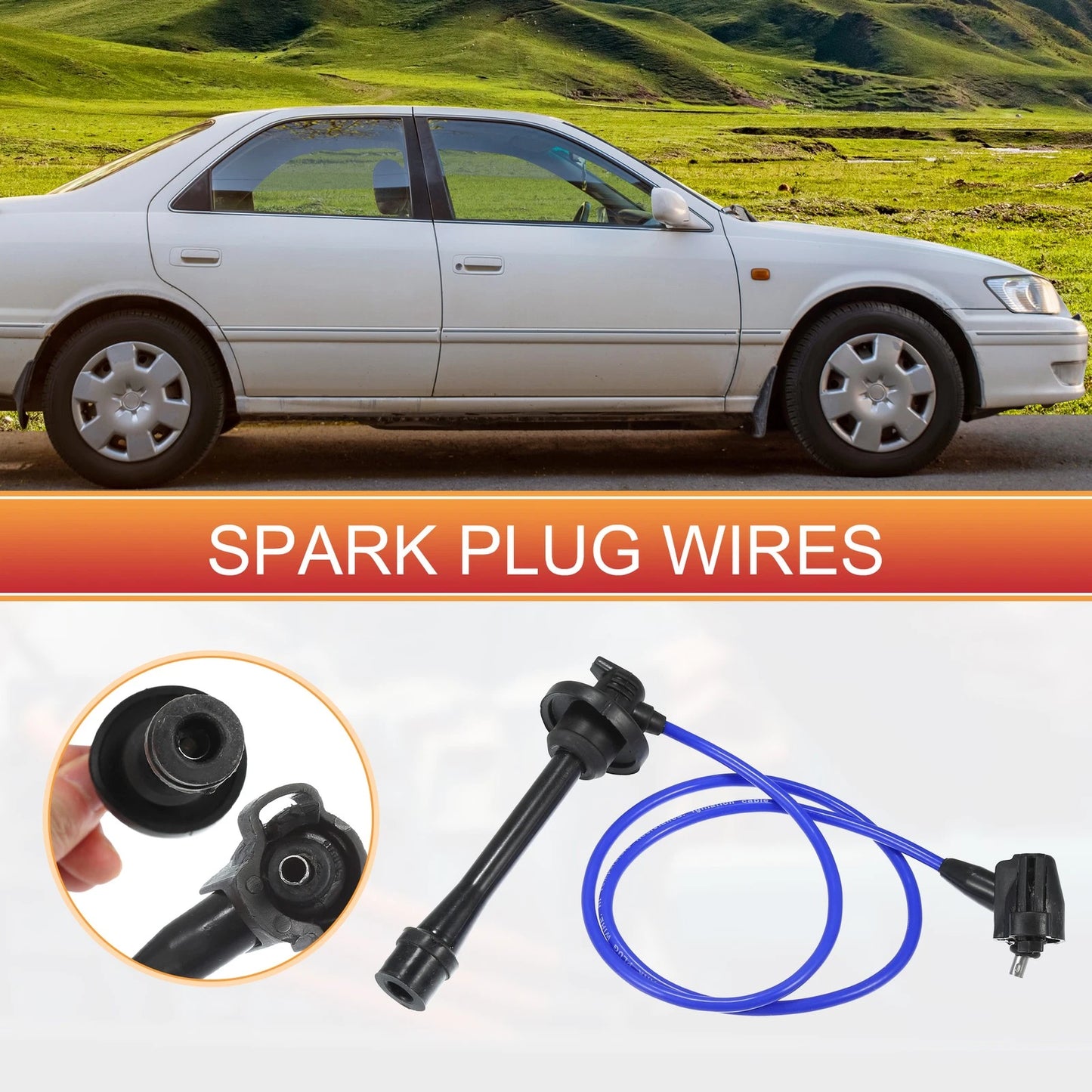 3 x Spark Plug Wire Ignition Coil Cables for Toyota Camry, Sienna (2002-2011)