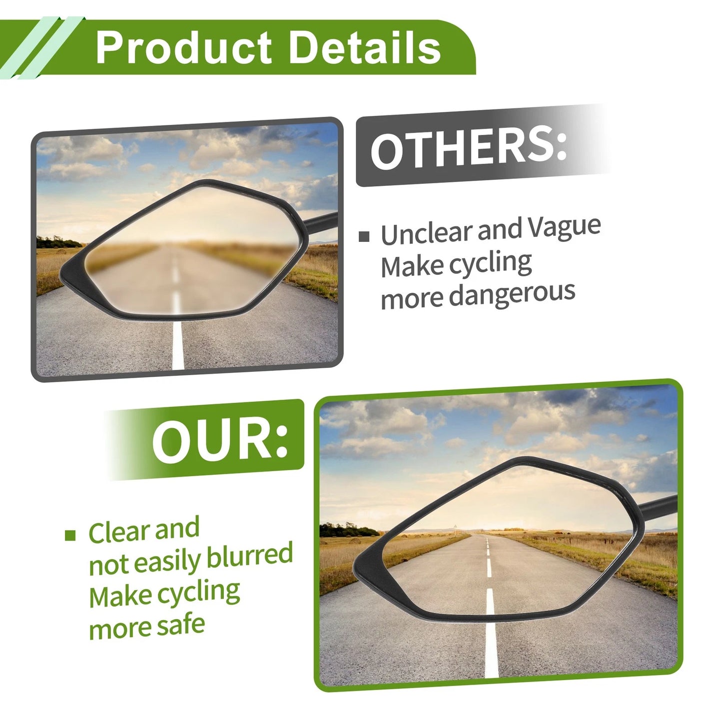 Rear View Mirrors / 1 Set / Leaf Shape White Iron Plastic for M10 Motorcycle