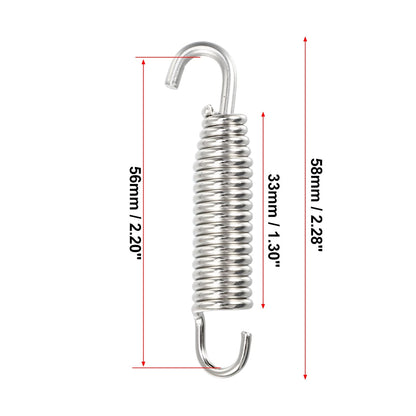 6 x 58mm / Muffler Exhaust Pipe Spring Universal Silver Tone / for Make Model