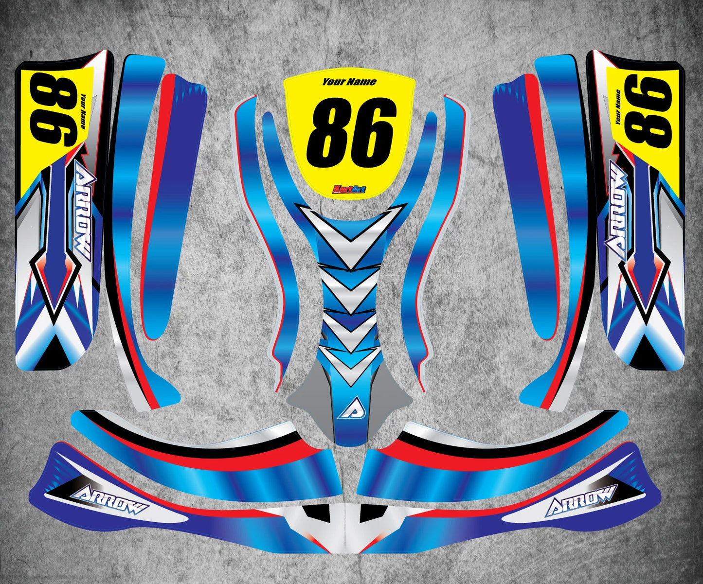 Custom KART ART Sticker Kit for Arrow AX9 Kart