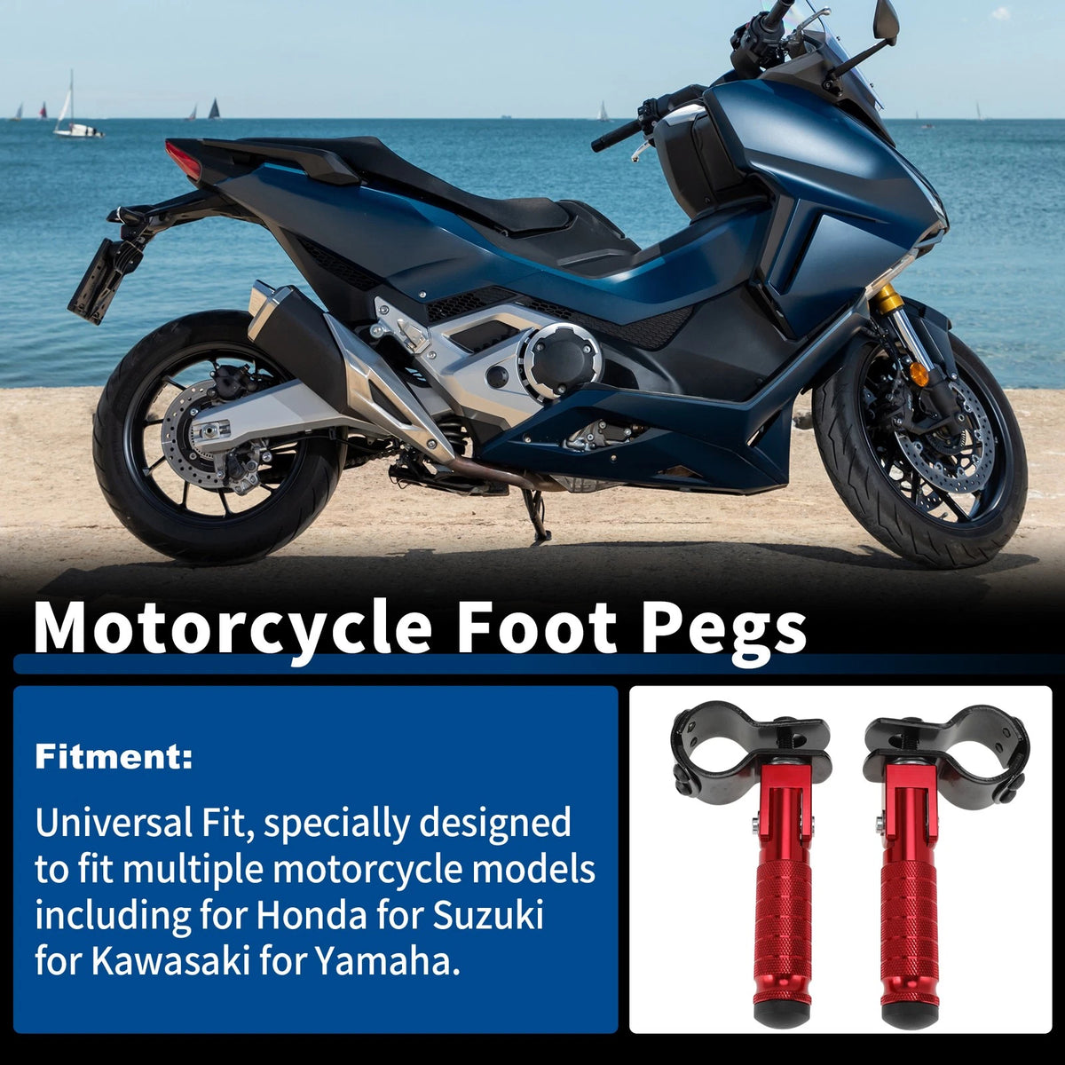 1 Pair Rear Foot Pegs for Honda Suzuki Kawasaki