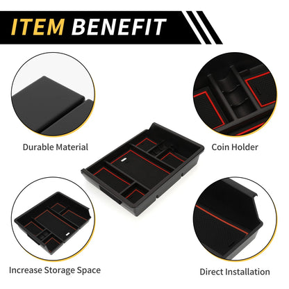 Full Center Console Organizer Insert Tray for Chevy Silverado GMC Sierra Red