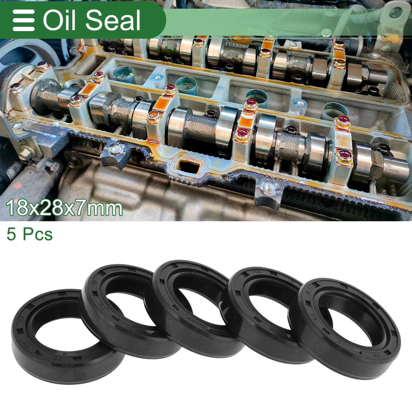 Oil Seal 18x28x7mm Black 5 Pcs Seal Ring NBR Rotary Shaft Seal for Make Model