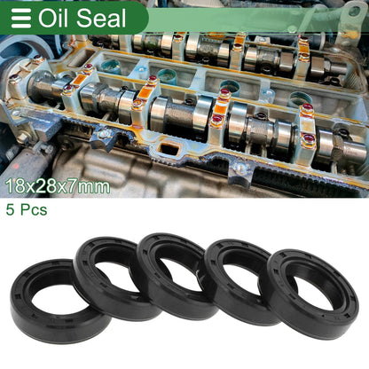 Oil Seal 18x28x7mm Black 5 Pcs Seal Ring NBR Rotary Shaft Seal for Make Model