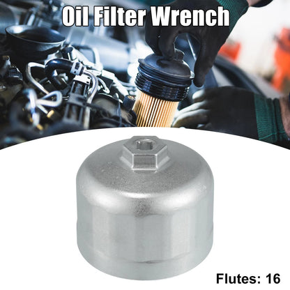 86mm 16 Flutes Oil Filter Wrench for BMW Volvo Silver Tone
