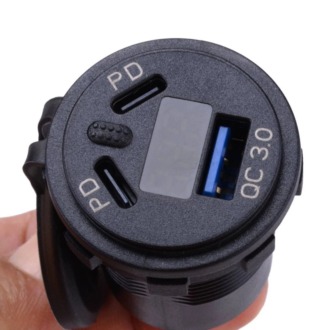 Socket QC3.0 USB Charger Power Outlet with LED Voltmeter for Car & Boat