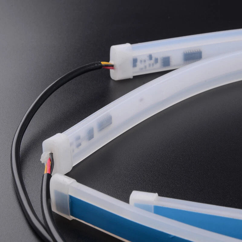 2 x Blue 45cm Flexible LED Strip Daytime Running Lights for Car ()