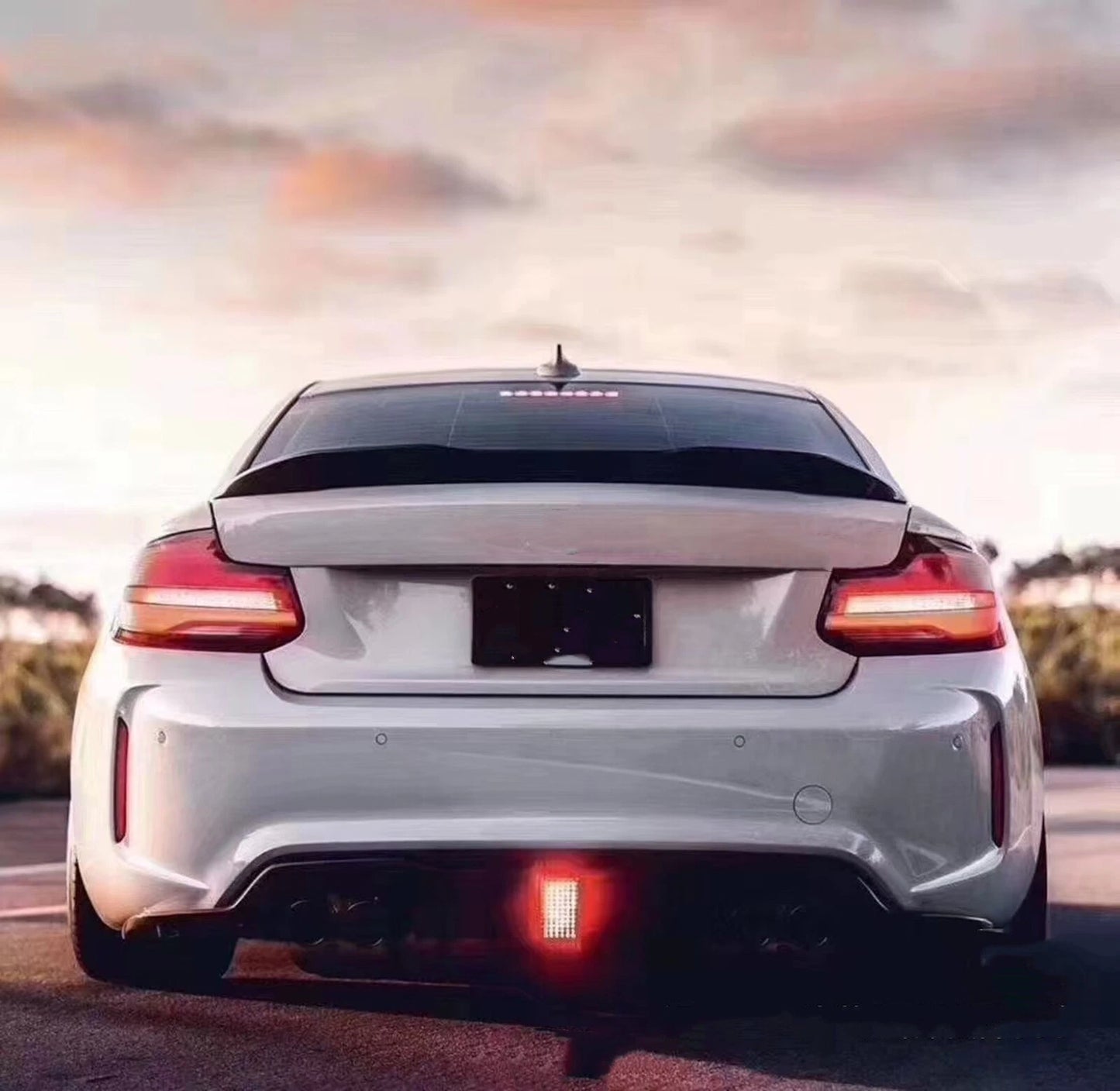 Rear Bumper Diffuser Lip w/ Square Lights for BMW 2 Series F87 M2 (16-22)