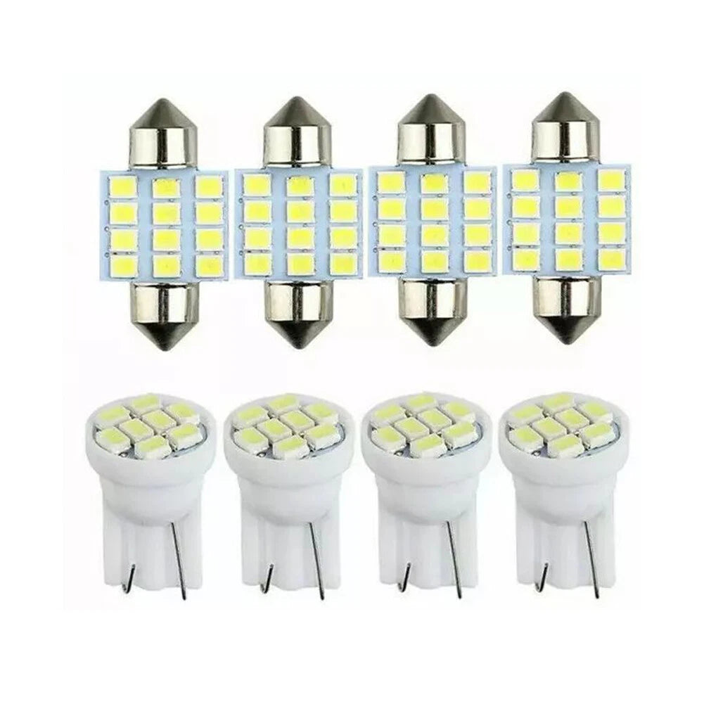 13Pc White LED Interior Light Package for Car Dome License Plate Bulbs
