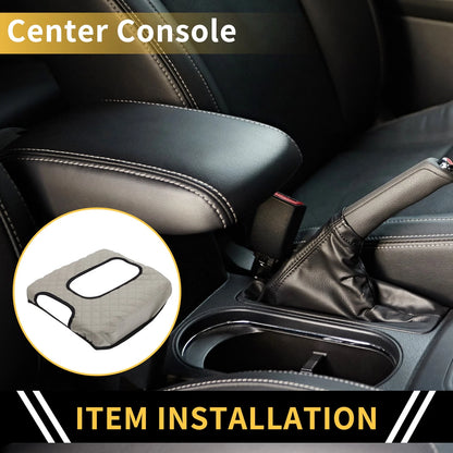 Arm Rest Cover for GMC Microfiber Leather Diamond Grid Pattern Grey