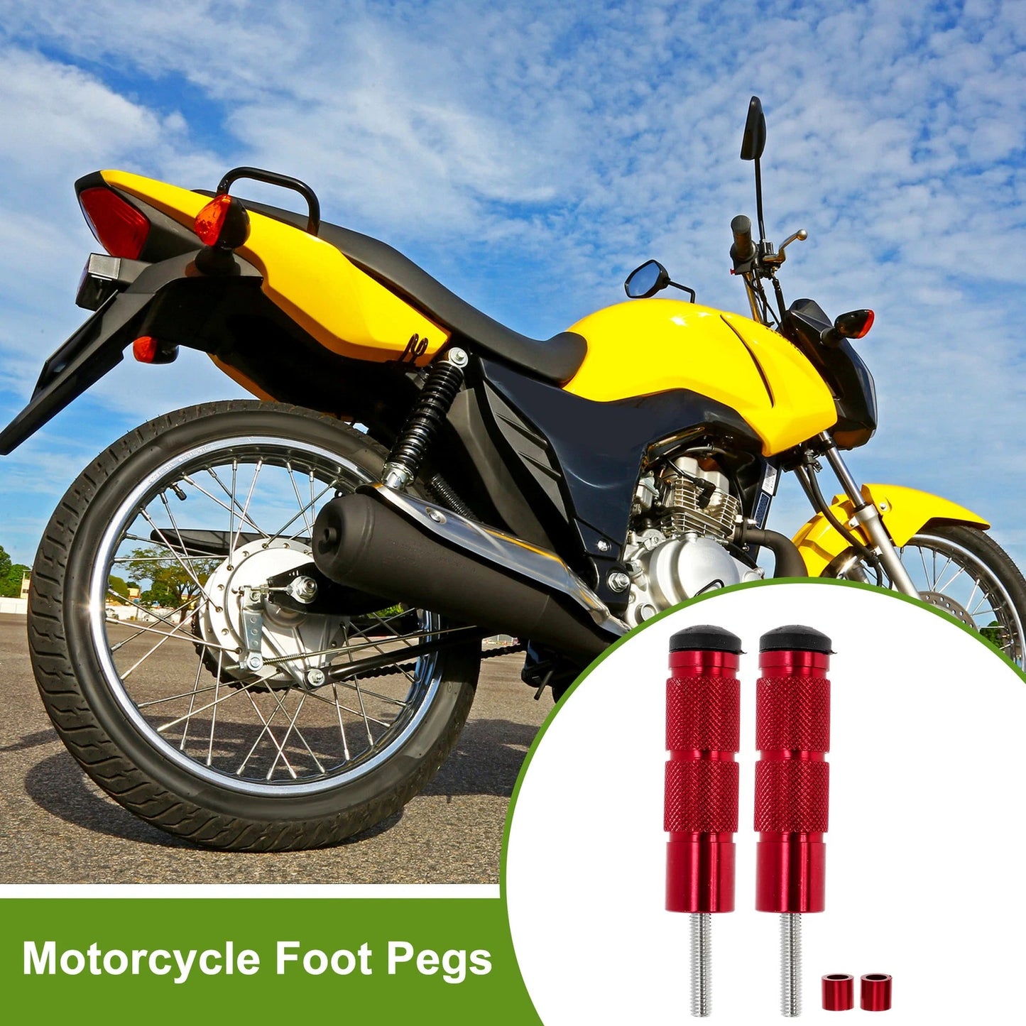 FootPegs 3.5" Red Pedal 1x Set 2x Screws 2x Nuts 2x Washers for Motorcycle
