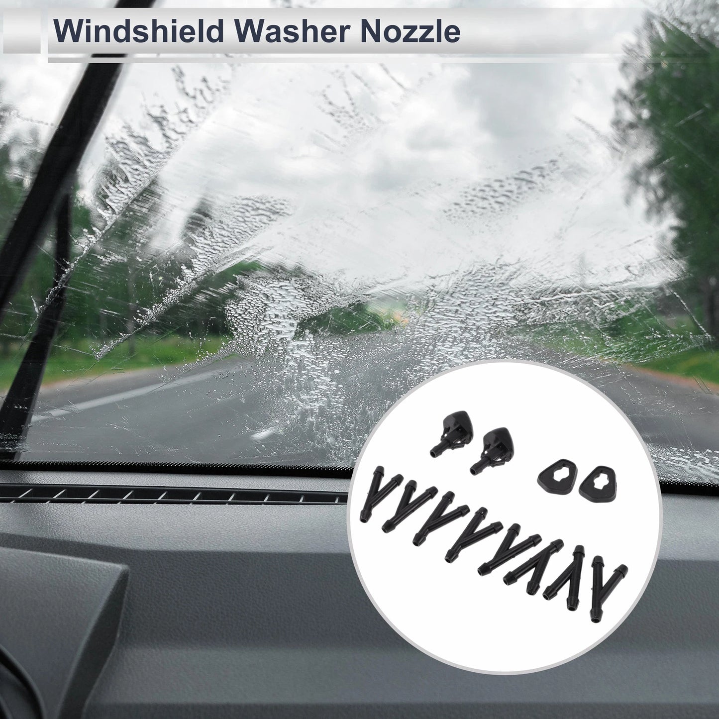 Windshield Washer Nozzle w/ 8" Hose Connector for Suzuki